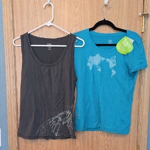 Icebreaker Scoop SS World Lava Print Tee And Gray Tank